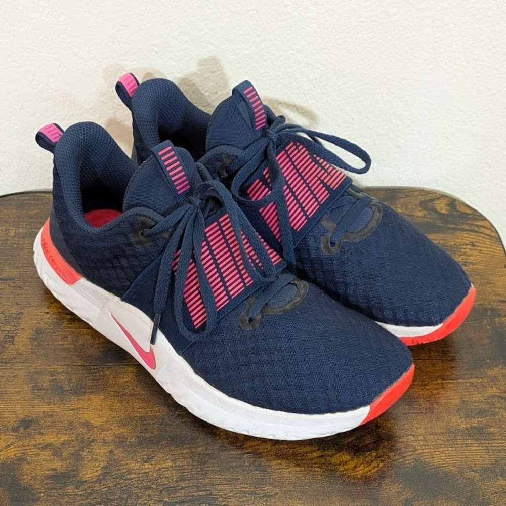 Nike Renew In-Season TR 10 Women Navy Pink Training Gym Shoes Comfort Soles Sz 8
